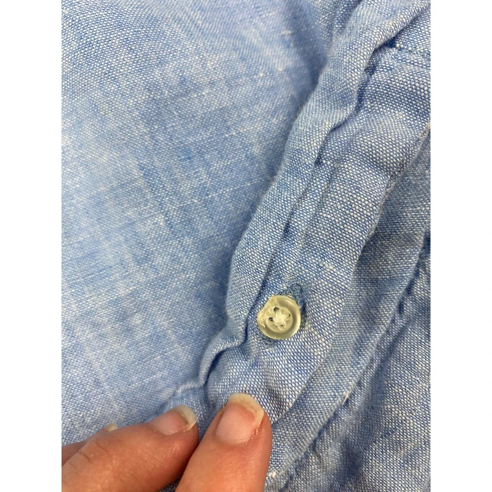 Banana Republic 100% Linen Shirt Men's Size Large Blue Camden Fit